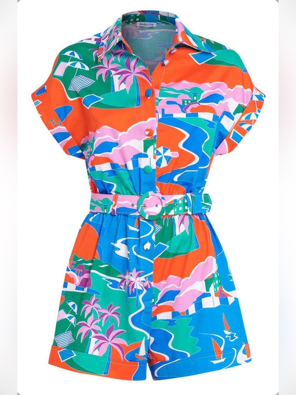 Paolita ISLA BONITA Sienna Beach Farm Tropical Playsuit Rio Romper M Johnny Was